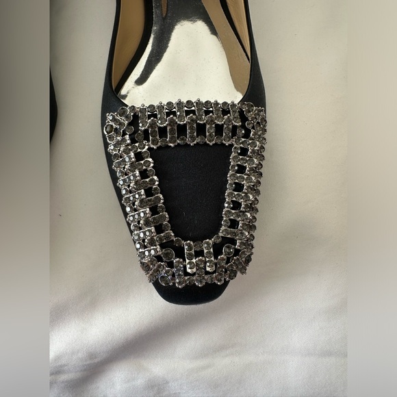 Badgley Mischka Emerie Embellished Crystal Buckle Satin Slip on Flats NWT 8.5 - Picture 5 of 9